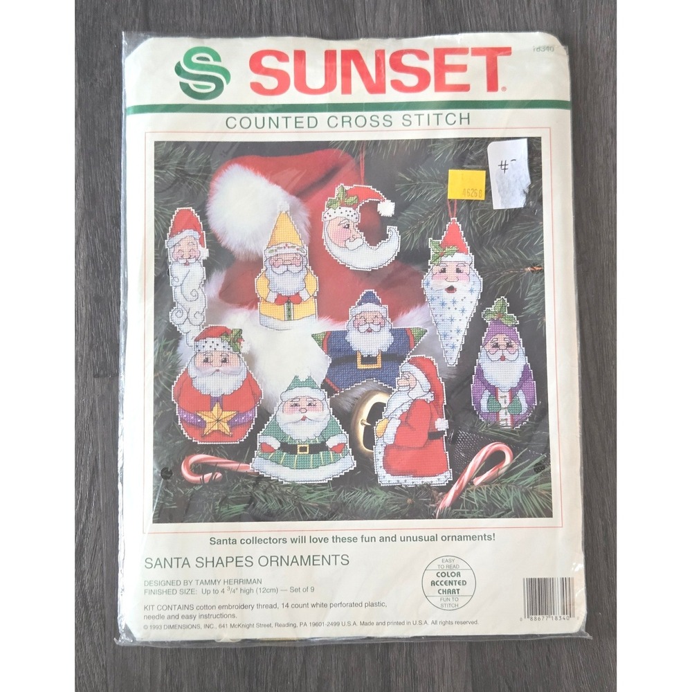 Vintage Sunset "Santa Shapes Ornaments"‎ Cross Stitch Kit